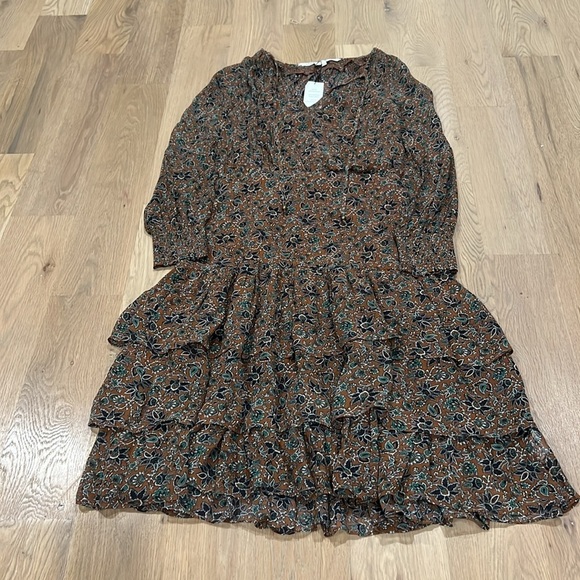 Veronica Beard Floral Brown Midi Dress - Picture 4 of 5